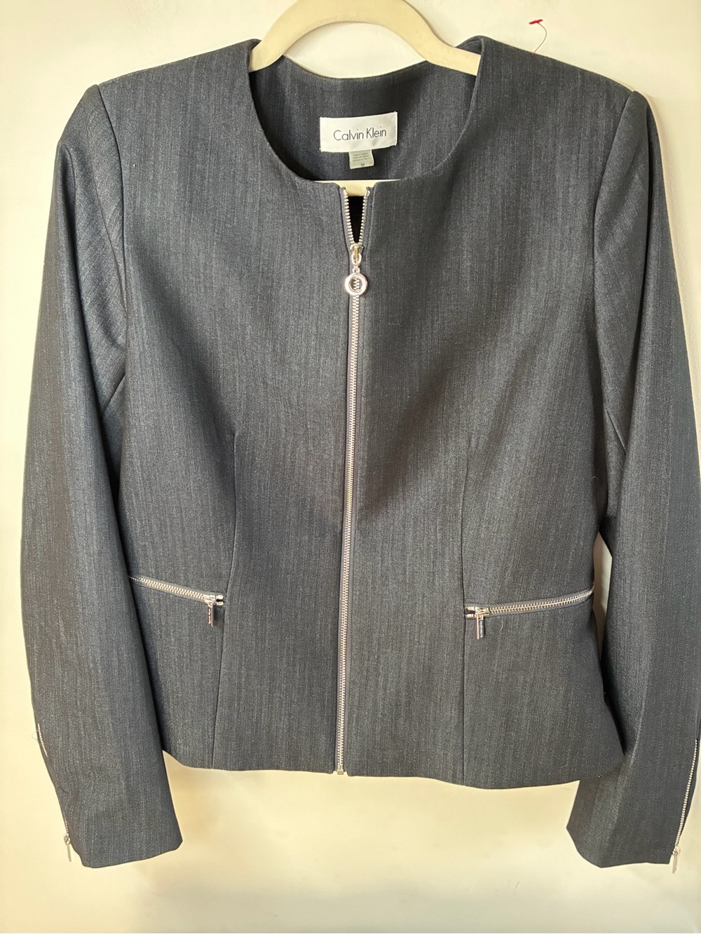 Calvin Klein Charcoal Gray Zip-Front Blazer
